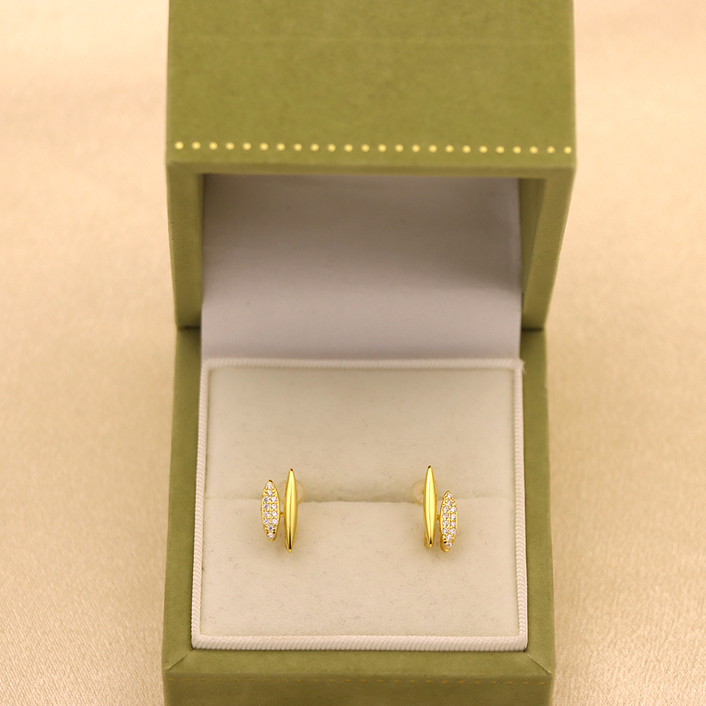 Sterling Silver Double Layer Crystal Spike Earrings - Minimalist Double Bar Stud Earrings