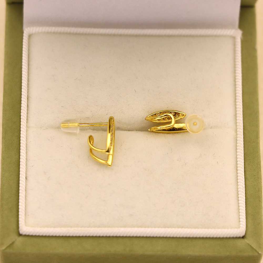 Sterling Silver Double Layer Crystal Spike Earrings - Minimalist Double Bar Stud Earrings