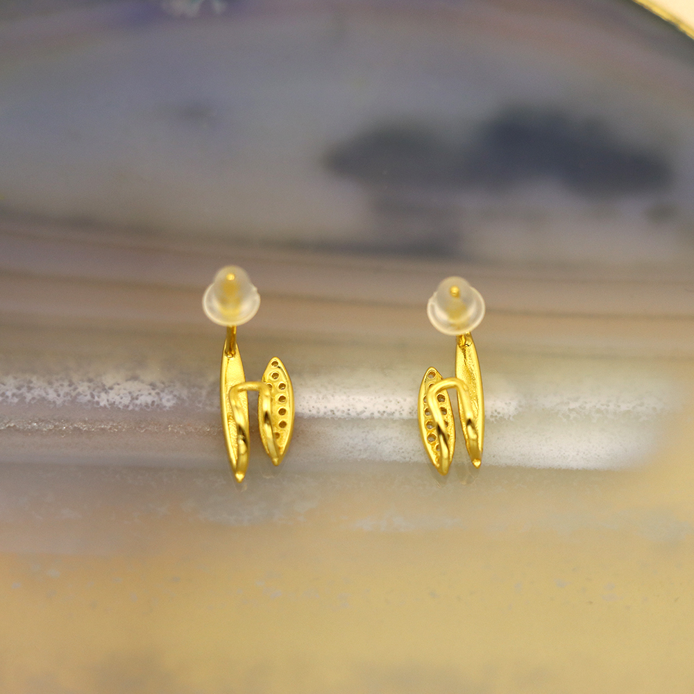 Sterling Silver Double Layer Crystal Spike Earrings - Minimalist Double Bar Stud Earrings