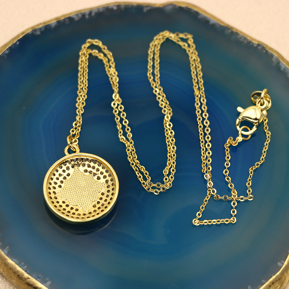 Opal Copper Gold-Plated Eight-Pointed Star Pendant Necklace