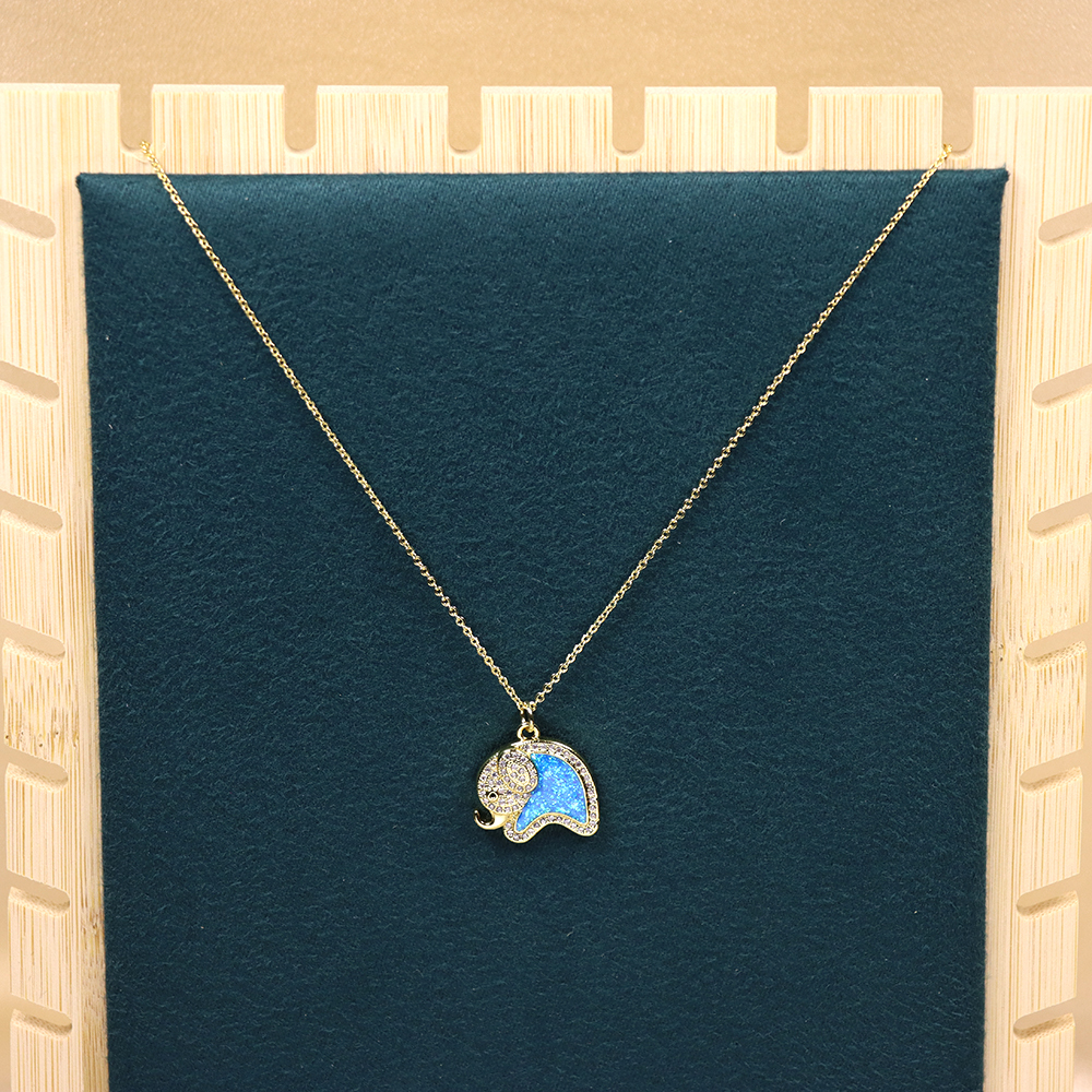 Opal Copper Gold-Plated Elephant Pendant Necklace - Animal Jewelry