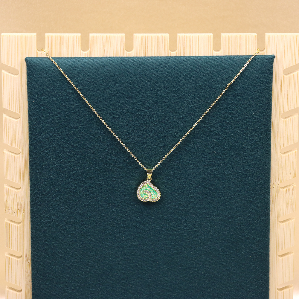 Opal Copper Gold-Plated Heart Pendant Fashion Necklace