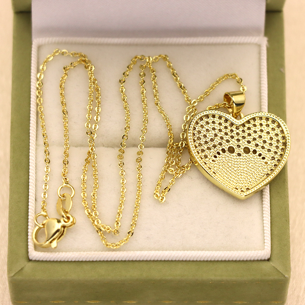 Opal Copper Gold-Plated Heart Paw Print Pendant Necklace