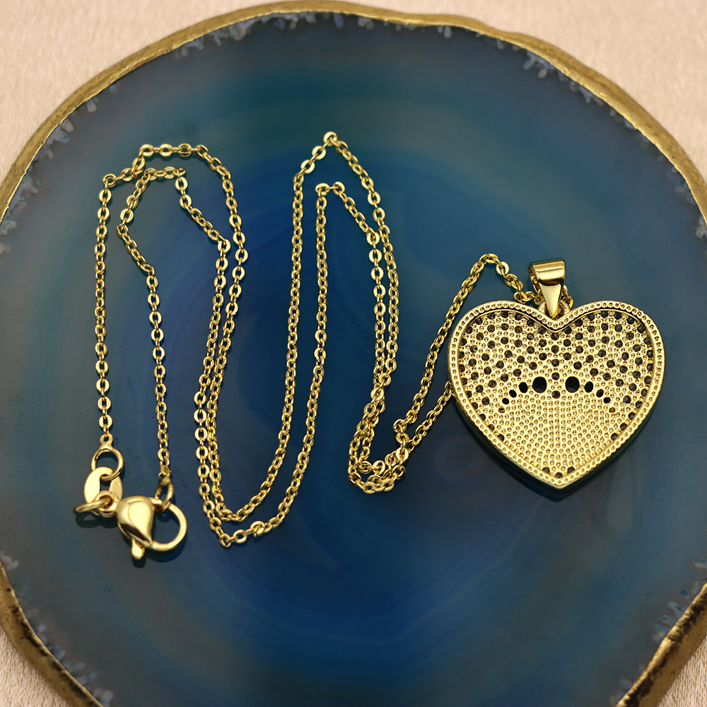 Opal Copper Gold-Plated Heart Paw Print Pendant Necklace