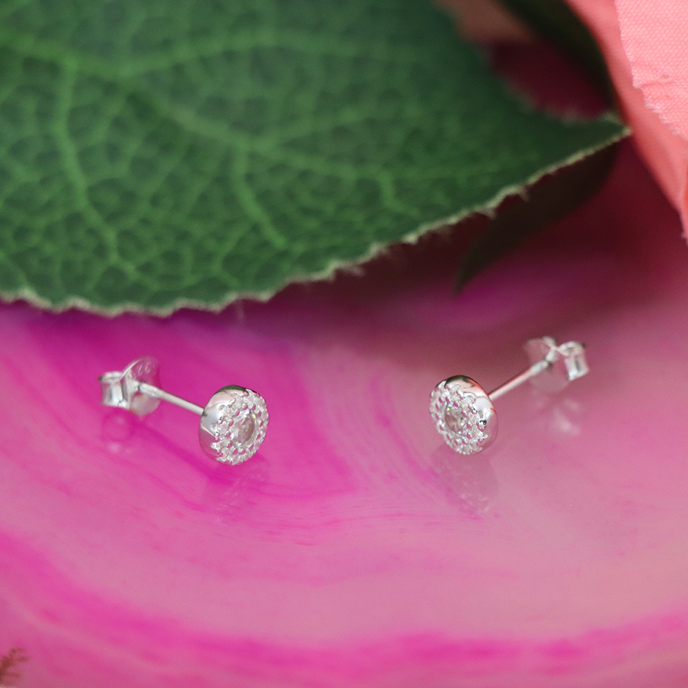 S925 Silver Fully Diamond-inlaid Round Stud Earrings for Women