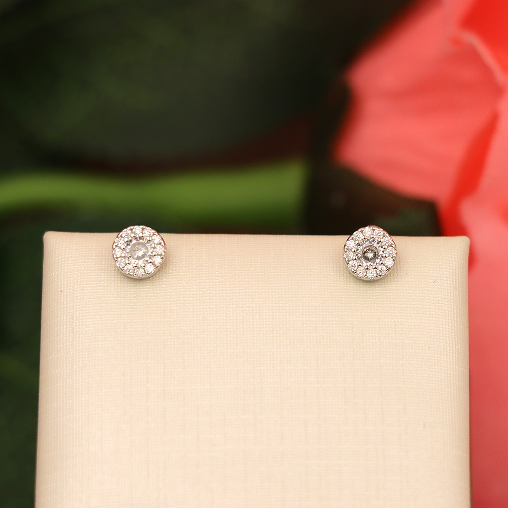 S925 Silver Fully Diamond-inlaid Round Stud Earrings for Women