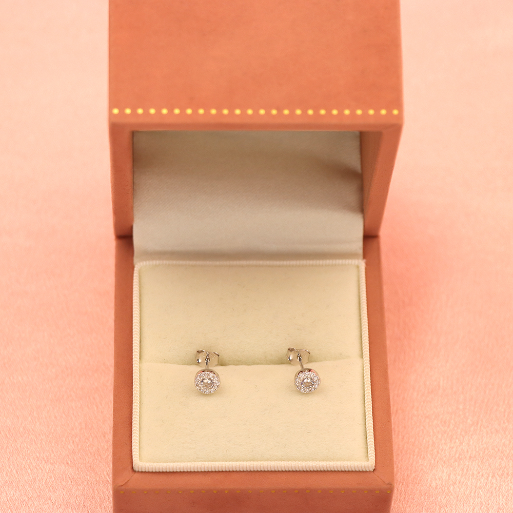 S925 Silver Fully Diamond-inlaid Round Stud Earrings for Women