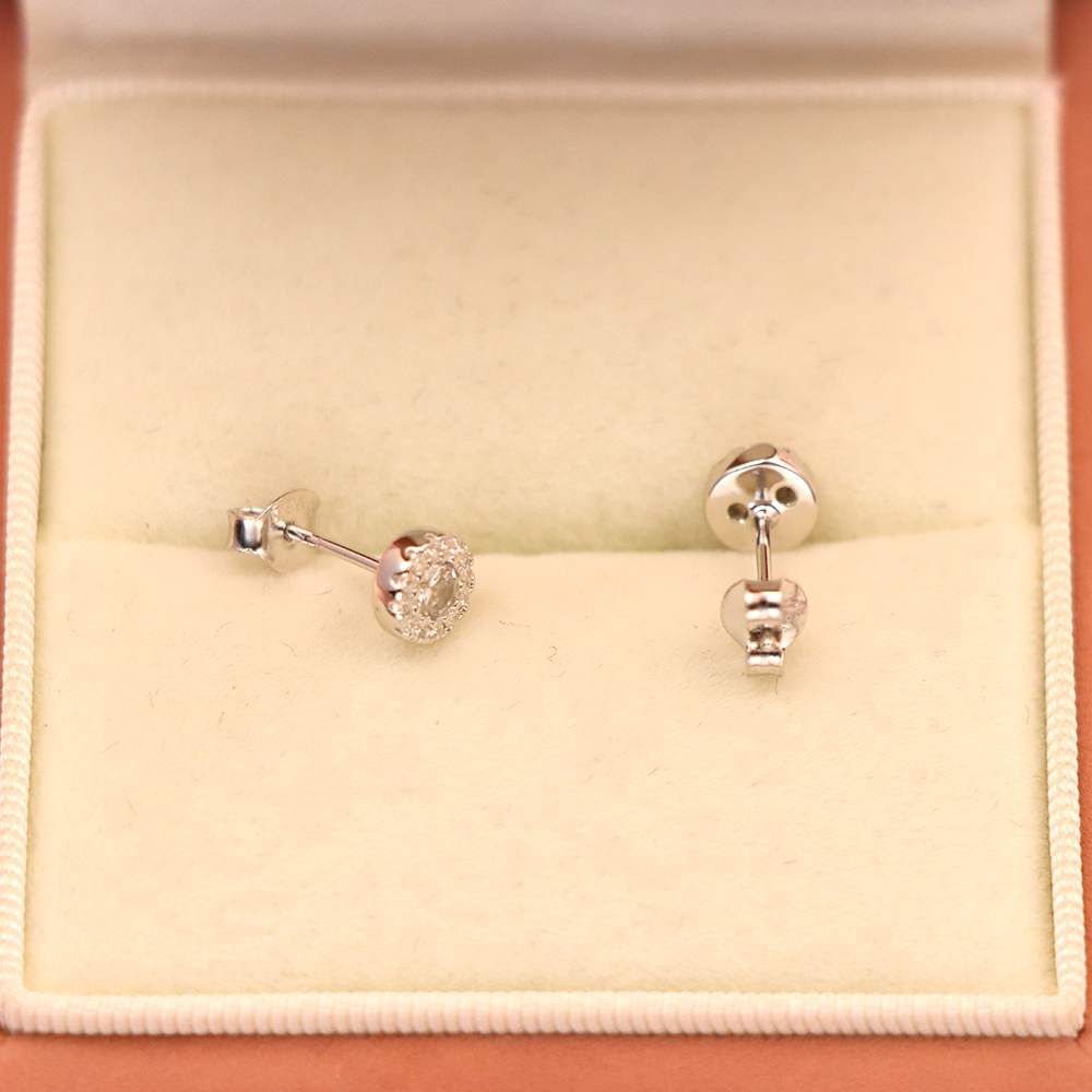S925 Silver Fully Diamond-inlaid Round Stud Earrings for Women