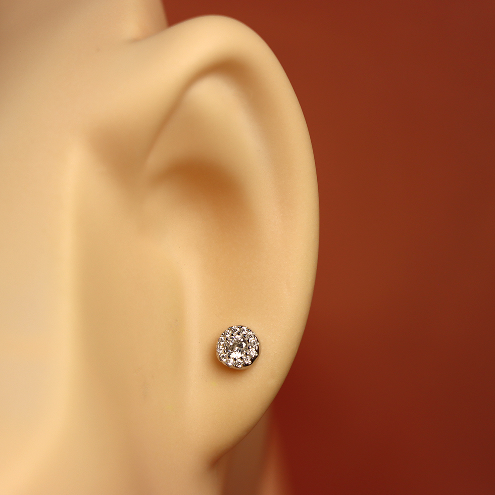 S925 Silver Fully Diamond-inlaid Round Stud Earrings for Women