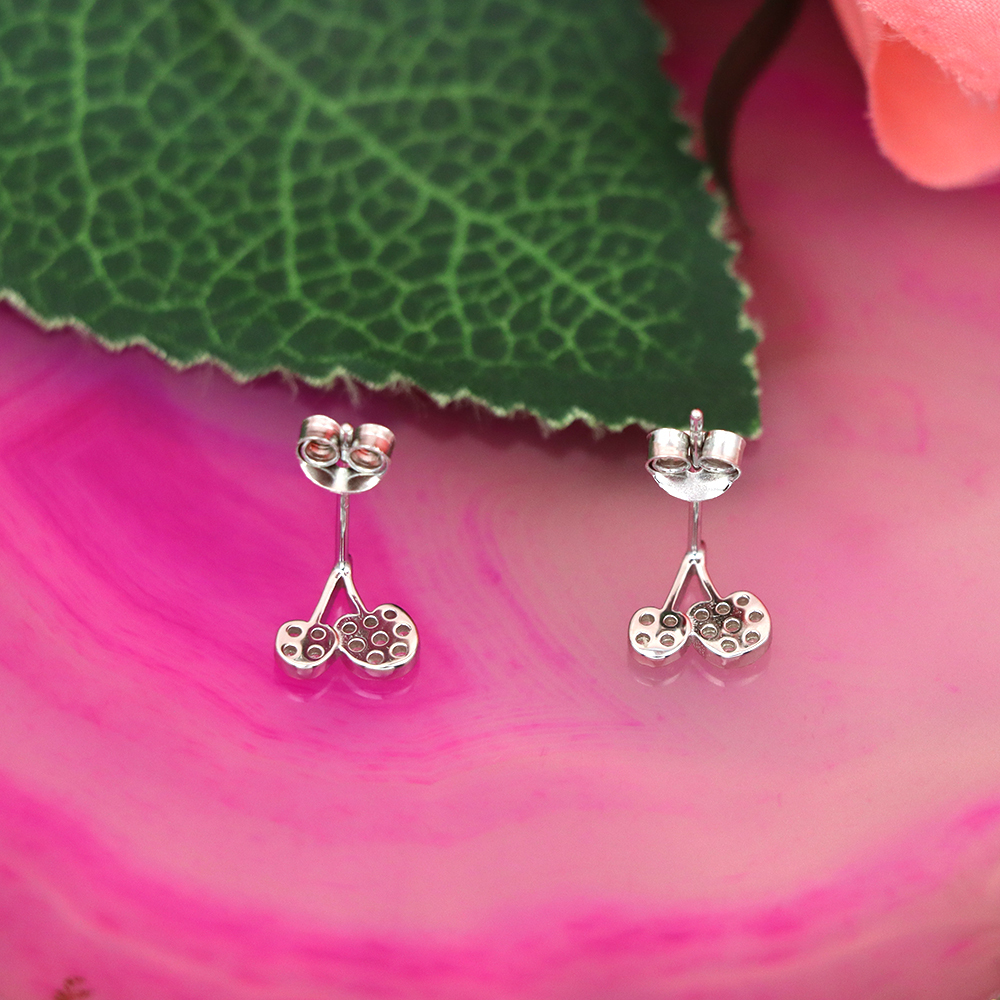 S925 Silver Sweet Small Cherry Diamond-inlaid Earrings