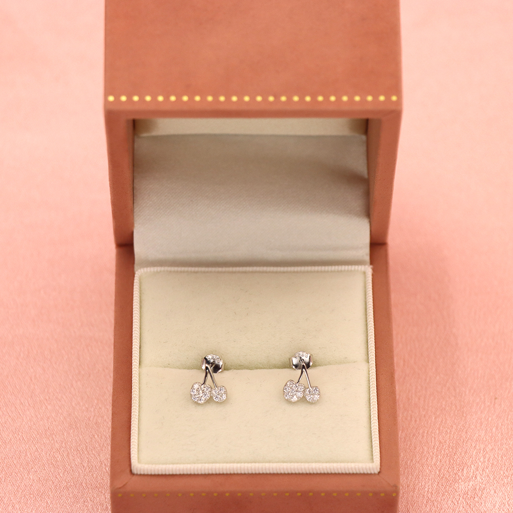 S925 Silver Sweet Small Cherry Diamond-inlaid Earrings