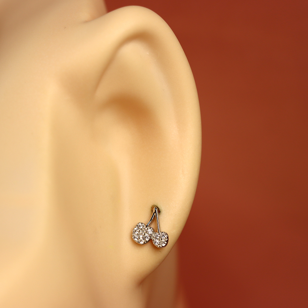 S925 Silver Sweet Small Cherry Diamond-inlaid Earrings