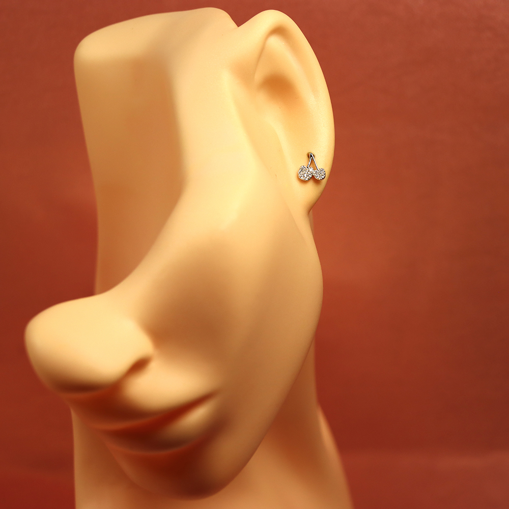 S925 Silver Sweet Small Cherry Diamond-inlaid Earrings