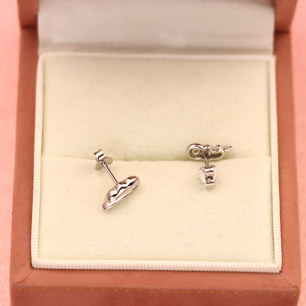 S925 Sterling Silver Leaf - shaped Micro - Inlaid Diamond Stud Earrings