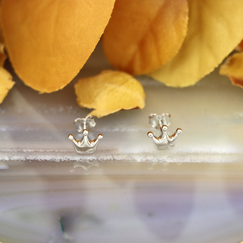 S925 Sterling Silver Crown Earrings