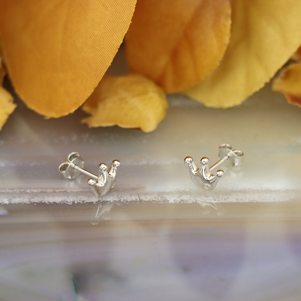S925 Sterling Silver Crown Earrings