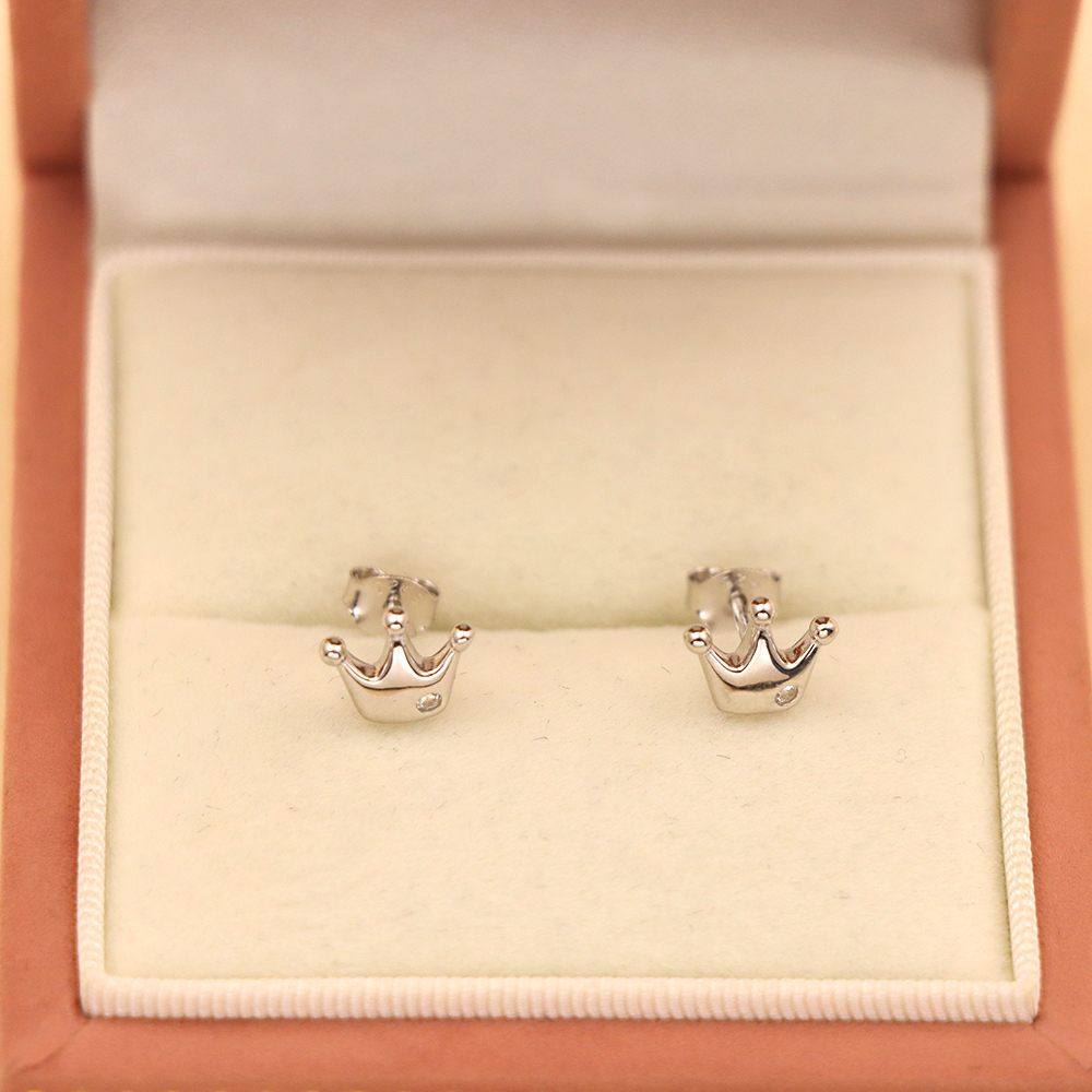 S925 Sterling Silver Crown Earrings