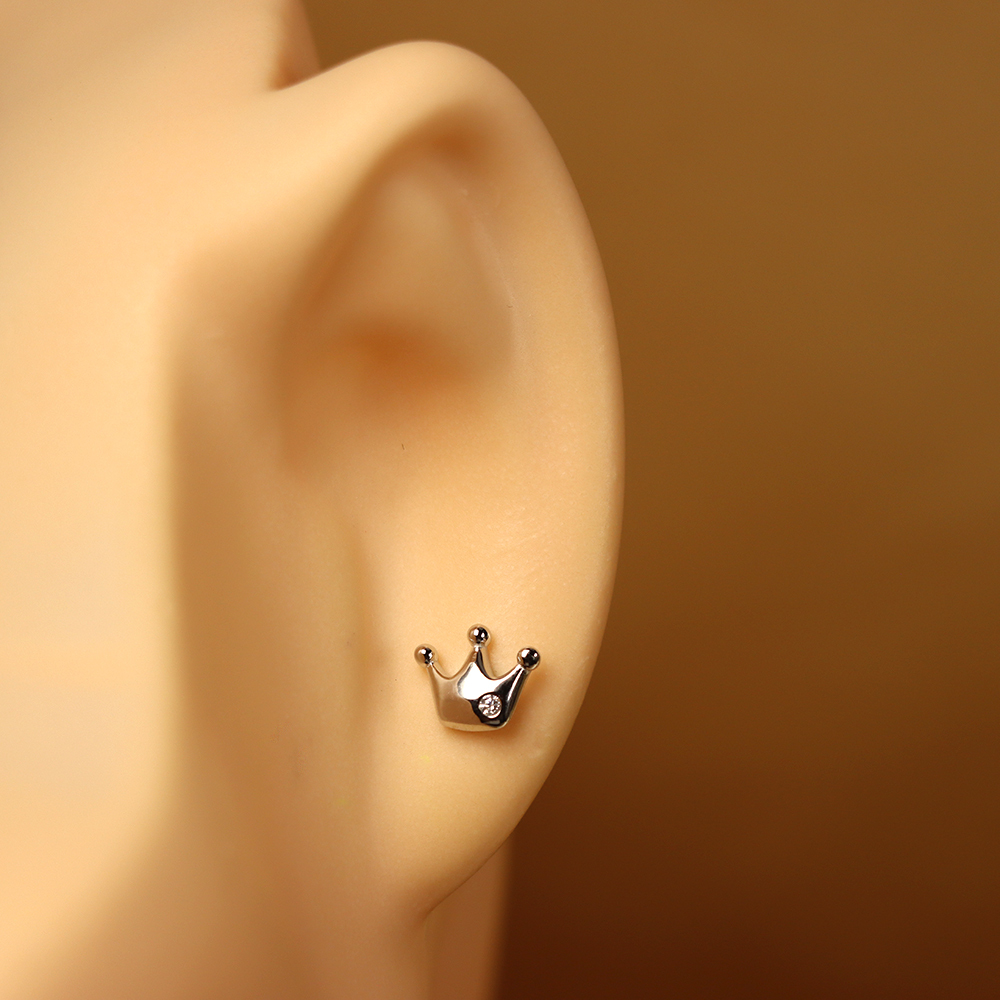 S925 Sterling Silver Crown Earrings