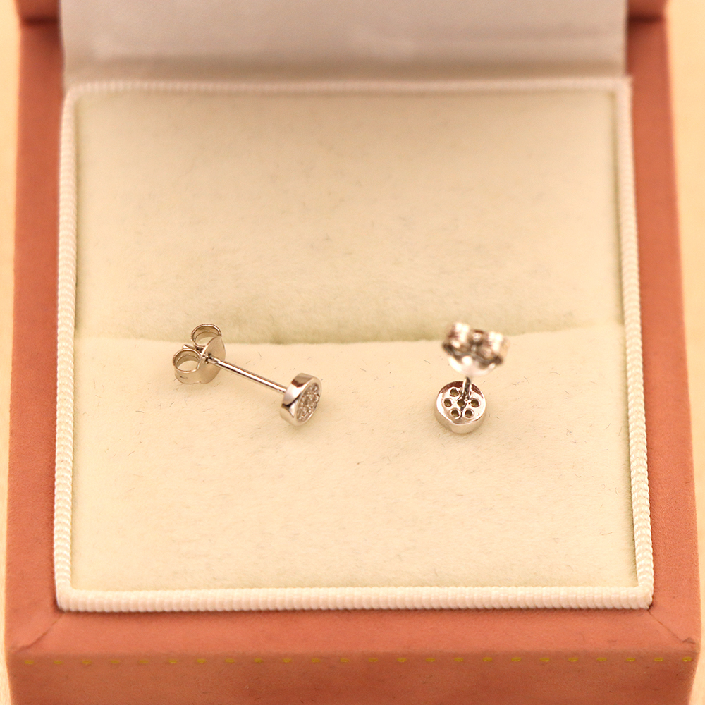 S925 Sterling Silver Round Micro-Inlaid Earrings