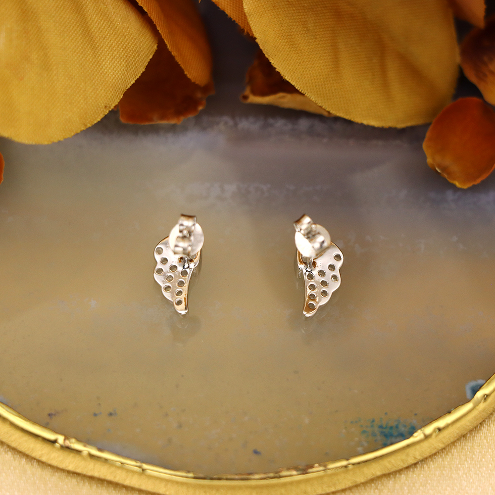 S925 Sterling Silver Earrings with Micro-Inlaid Cubic Zirconia in Angel Wings
