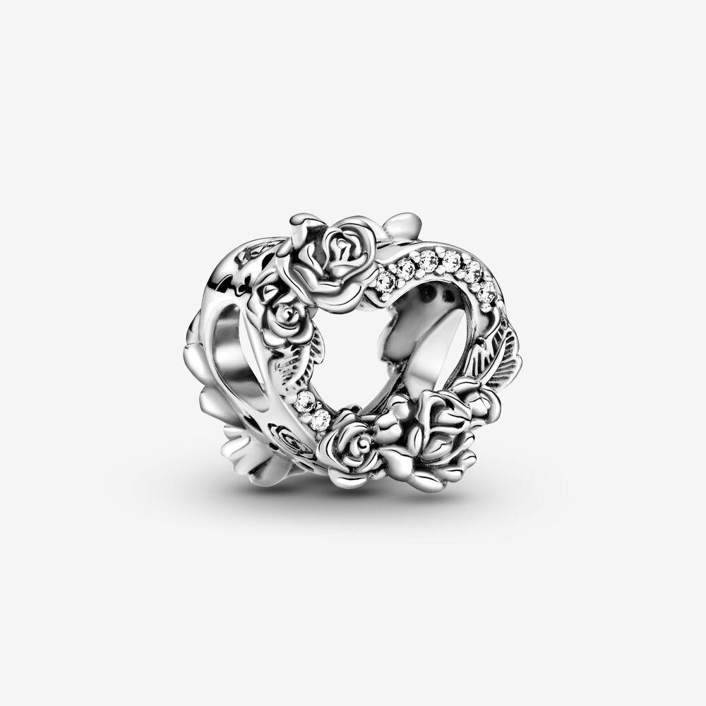 Pandora S925 Hollow out love and rose string decoration