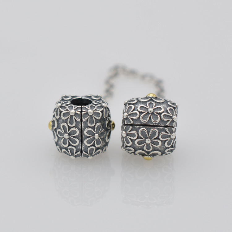 Pandora S925 CHARM 2-TONE BOUQUET SAFETY CHAIN