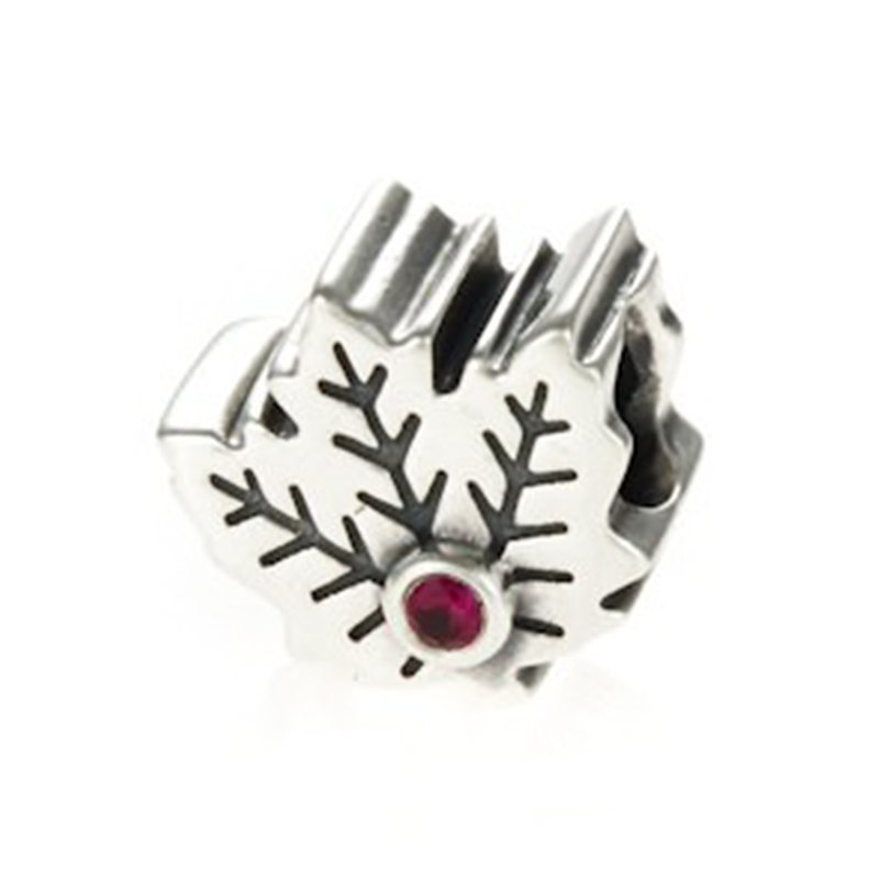 Pandora Canada MAPLE LEAF Red Sinthetic RUBY Charm~Bead