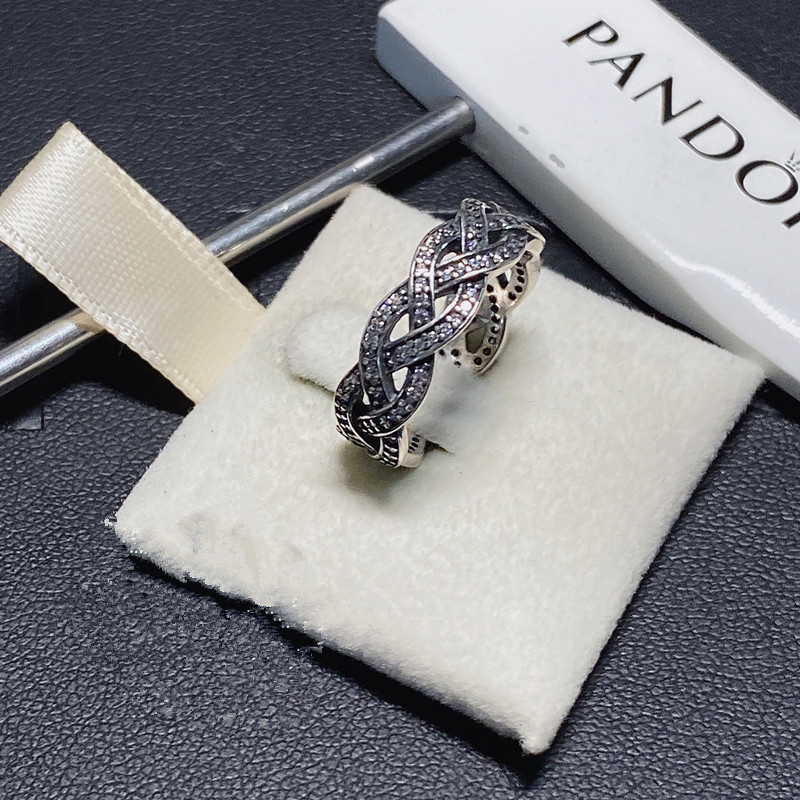 Pandora Sterling Silver CZ Plait Statement Ring