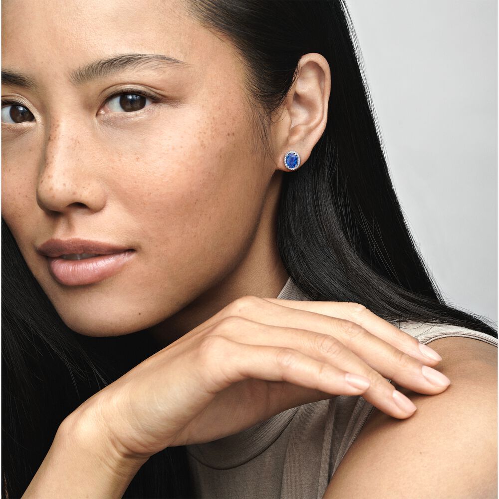 Pandora Personality style Sparkle halo stud 925 Sterling Silver Earrings 