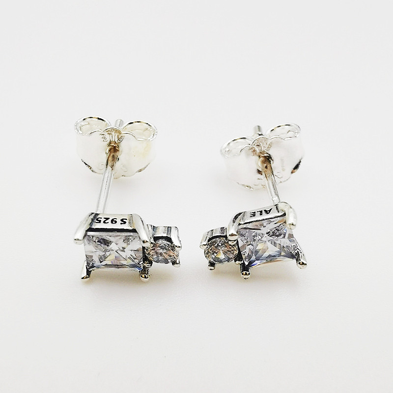 Pandora S925 ALE SILVER Ohrstecker Round & Square