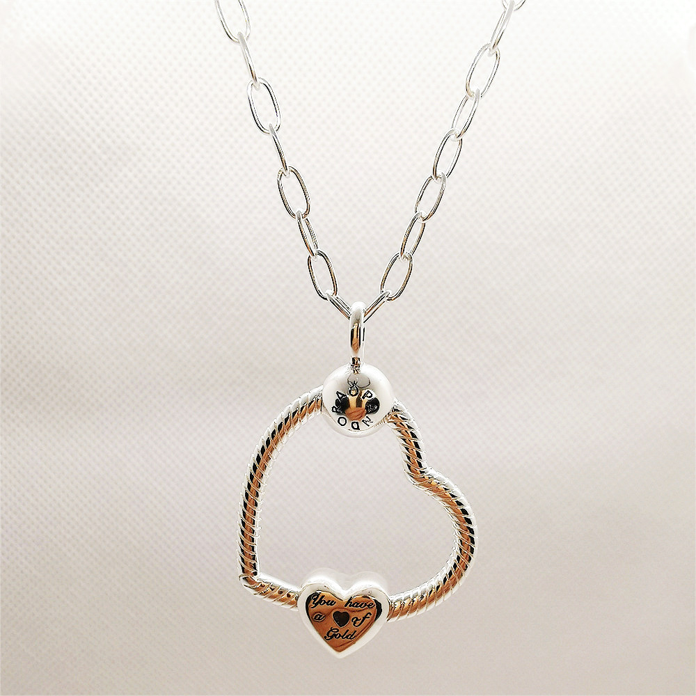 Pandora necklace silver S925 heart 'O' Pendant