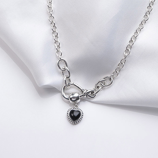 Pandora Chunky Infinity Knot Chain Black heart necklace with eternal symbol
