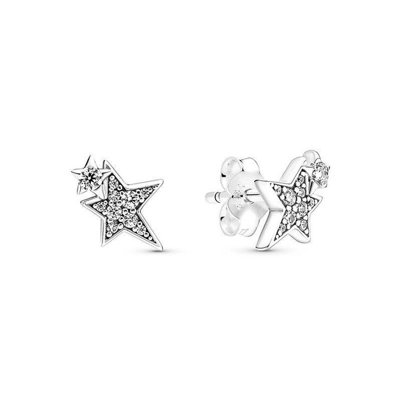 Pandora Sparkling Asymmetric Stars Stud Earrings S925 ALE