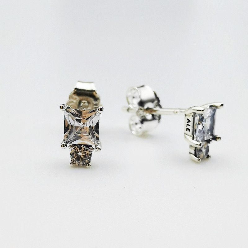 Pandora S925 ALE SILVER Ohrstecker Round & Square
