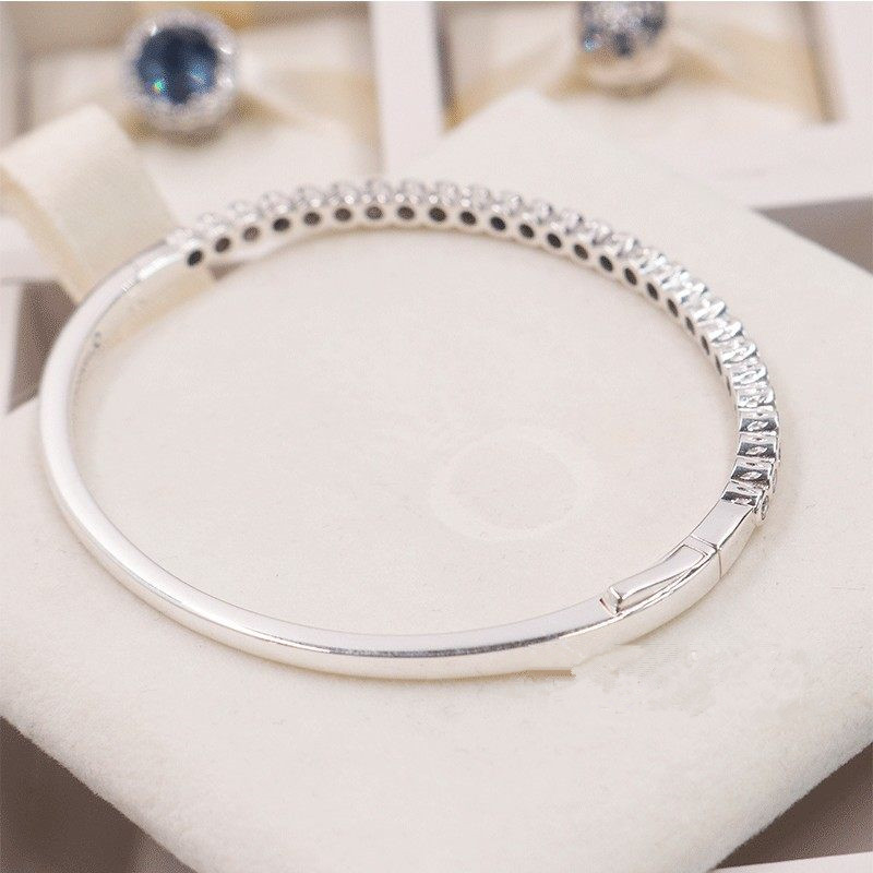 Pandora S925 ALE SILVER ALLURING BRILLIANT BANGLE BRACELET