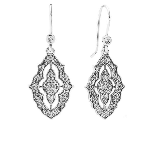 Pandora Ale 925 Silver Sparkling CZ Classic Lace Earrings