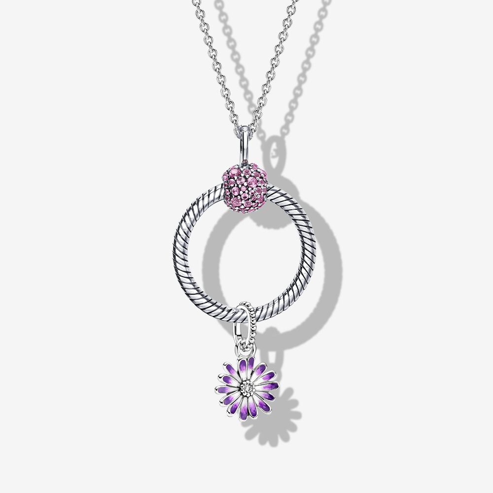 Pandora necklace silver S925 Daisy pendant heart 'O' Pendant  45cm