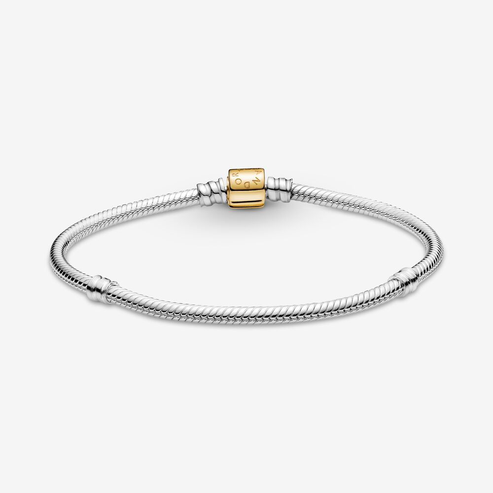 Pandora Snake Chain Charm Bracelet Gold Silver