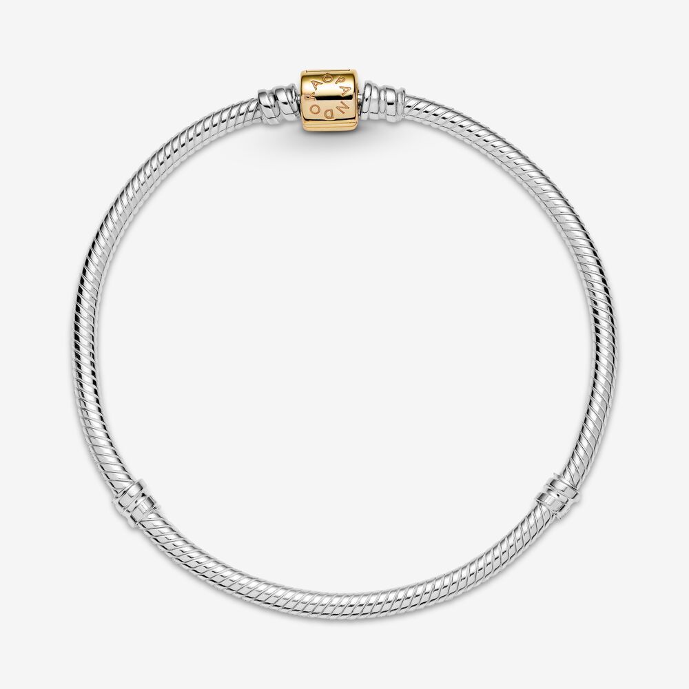 Pandora Snake Chain Charm Bracelet Gold Silver