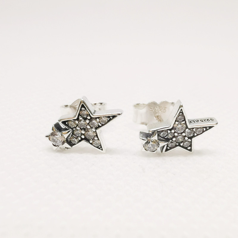 Pandora Sparkling Asymmetric Stars Stud Earrings S925 ALE