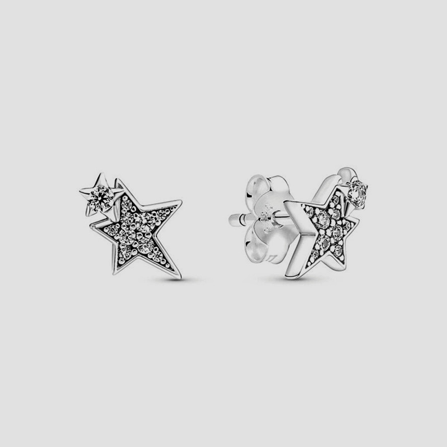 Pandora Sparkling Asymmetric Stars Stud Earrings S925 ALE