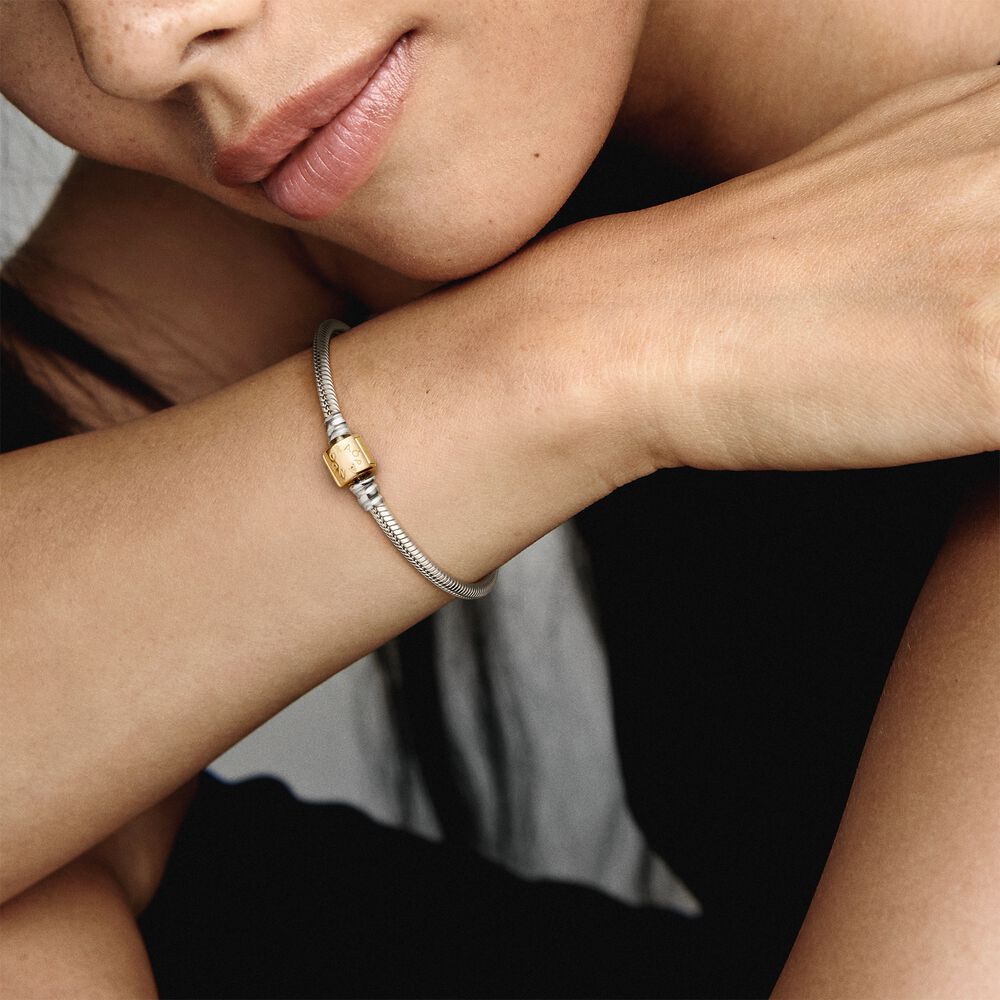 Pandora Snake Chain Charm Bracelet Gold Silver