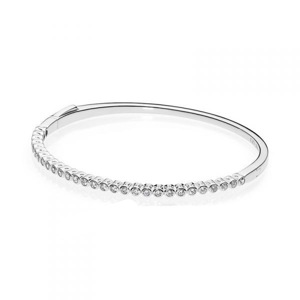 Pandora S925 ALE SILVER ALLURING BRILLIANT BANGLE BRACELET