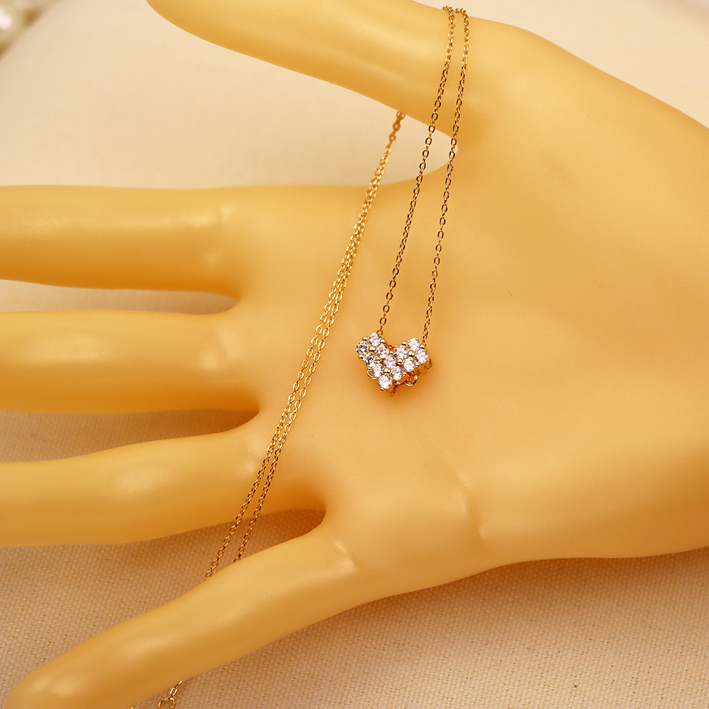 S925 Sterling Silver Heart - shaped Collarbone Necklace for Women