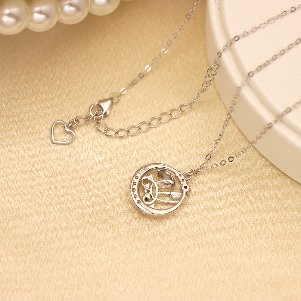 Cute Rabbit Necklace Inlaid with Cubic Zirconia, S925 Silver Collarbone Chain