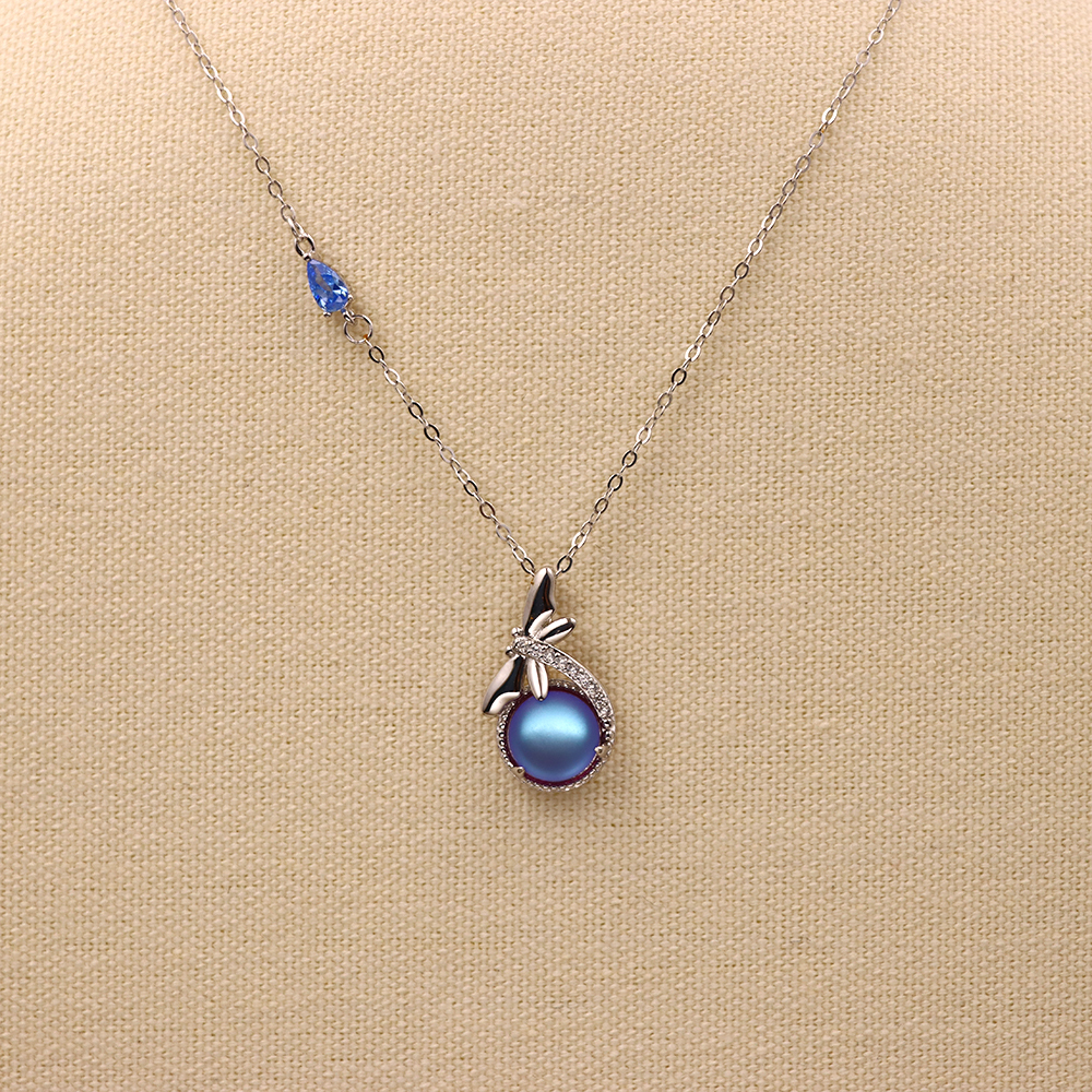 S925 Sterling Silver Dragonfly Necklace Micro-set Moonstone Collarbone Pendant