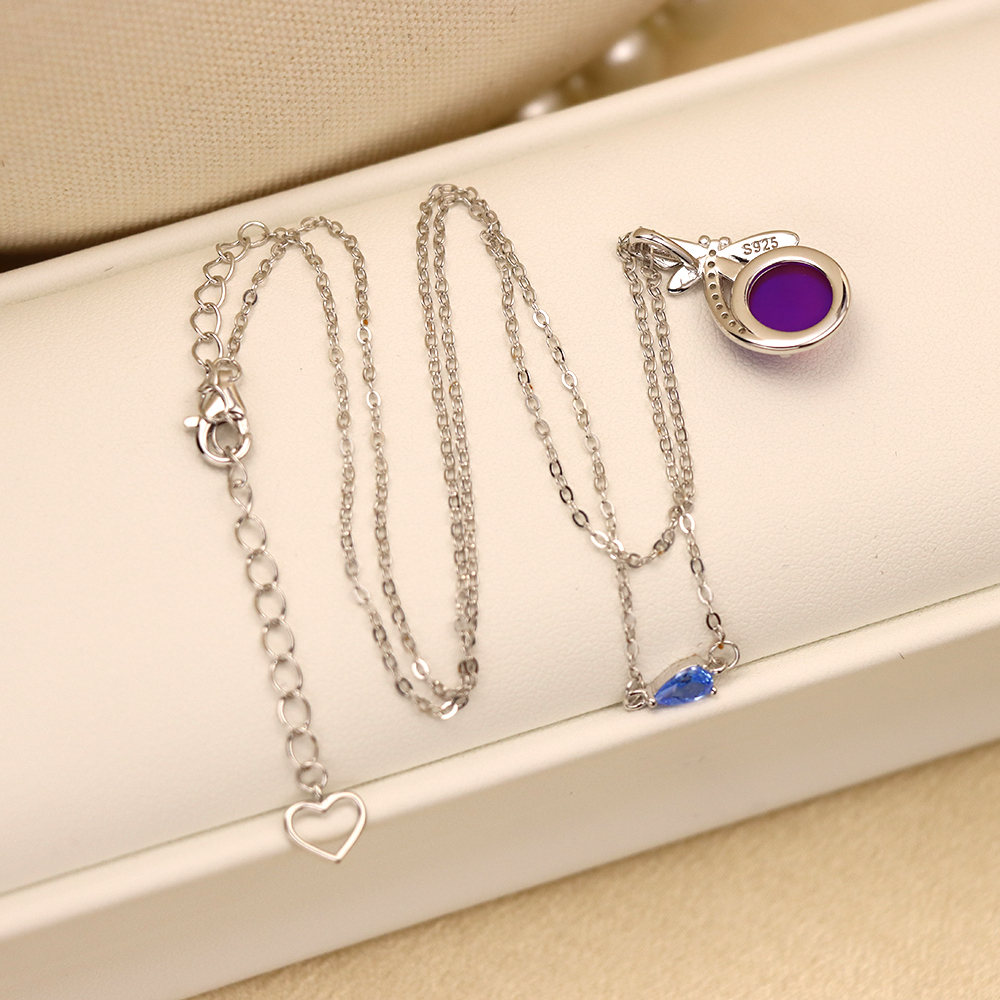 S925 Sterling Silver Dragonfly Necklace Micro-set Moonstone Collarbone Pendant