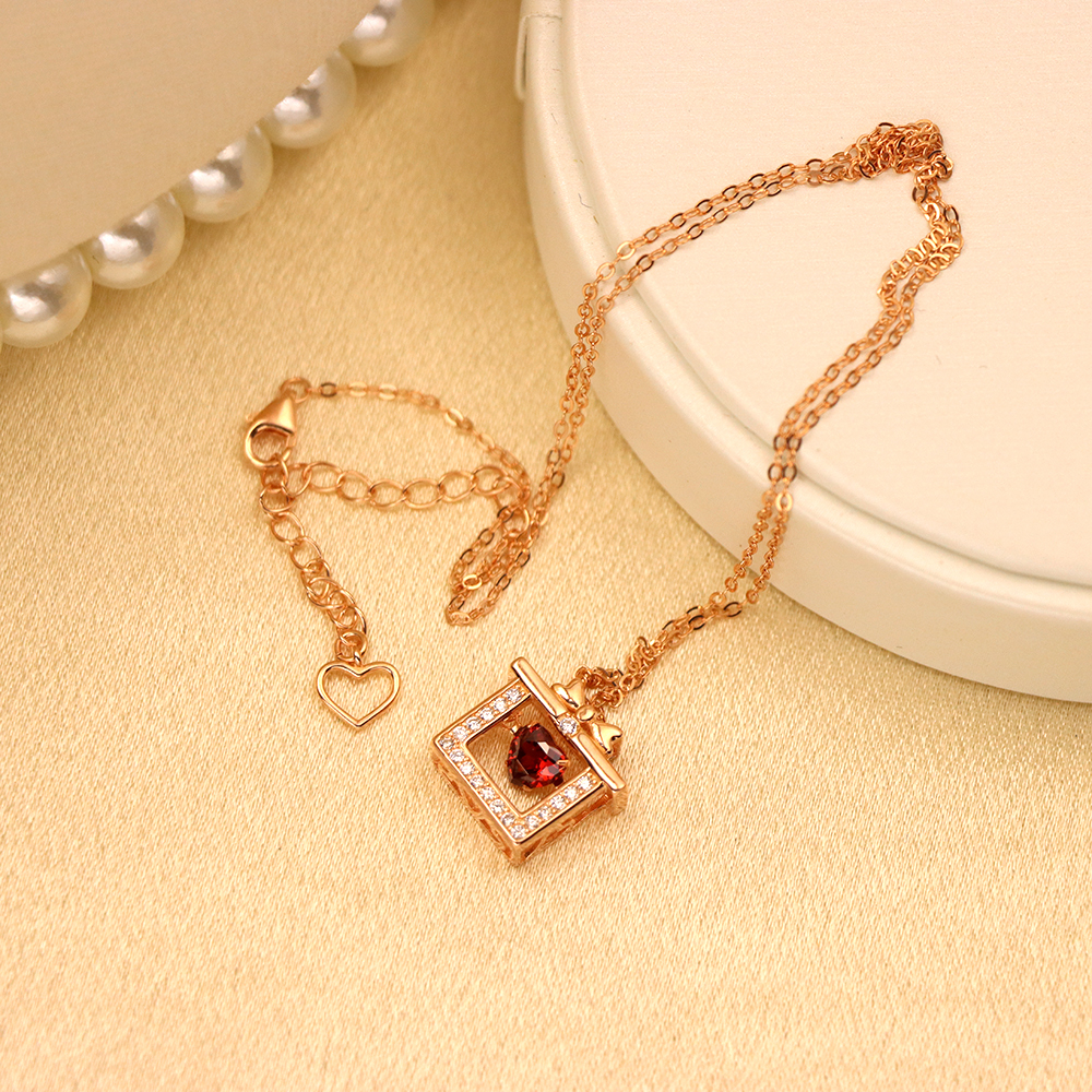 S925 Sterling Silver Heart-shaped Cubic Zirconia Necklace for Women