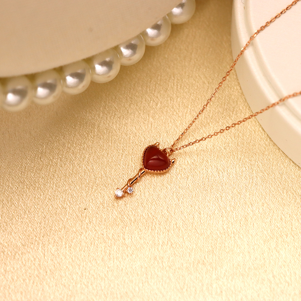 S925 Sterling Silver Demon Heart Key Necklace for Women
