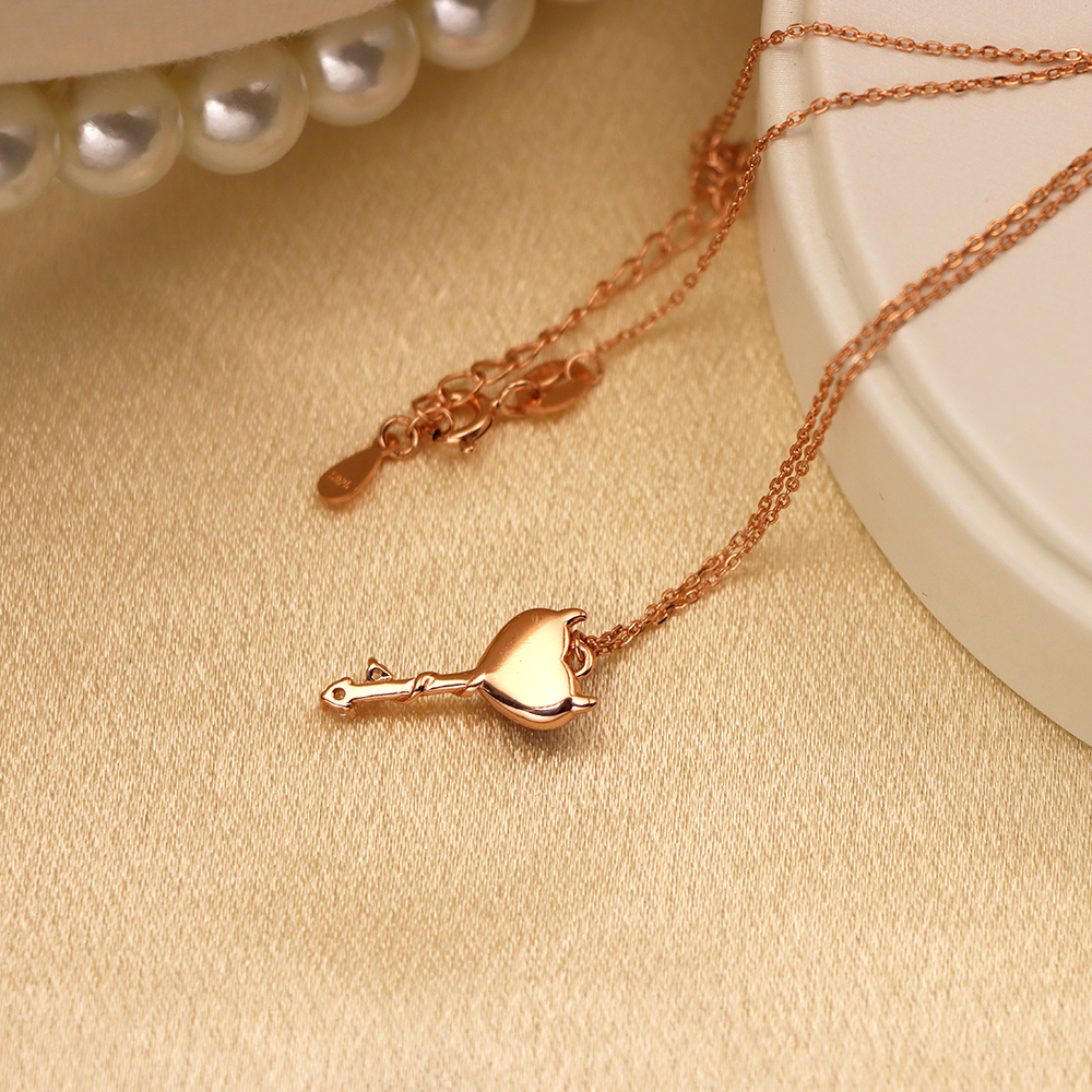 S925 Sterling Silver Demon Heart Key Necklace for Women